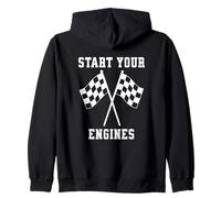 Start Your Engines Race Mom Drapeau à Carreaux Sweat à Capuche