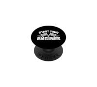 Start Your Engines Vintage Check Flag Race Car Costume PopSockets PopGrip Adhésif