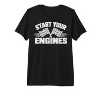 Start Your Engines Vintage Check Flag Race Car Costume T-Shirt Haut de Gamme