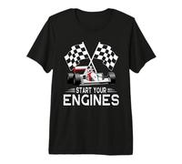 Start Your Engines Voiture de Course Vintage à Carreaux T-Shirt Haut de Gamme