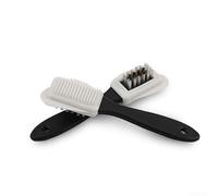 Startbuymore Brosse à chaussures en daim avec tête en caoutchouc souple et poils en nylon pour un nettoyage en douceur du daim et du nubuck, pour un entretien durable des chaussures, design double