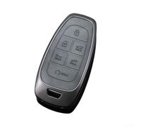 Startbuymore Coque de clé de voiture avec cadre en métal et détails en cuir pour Hyundai Tucson 2021, Solaris Sonata NEXO NX4 Santafe Dn8 2020 pour une compatibilité précise (6 boutons)