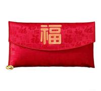 Startbuymore Enveloppes rouges pour le Nouvel An chinois, style chinois pour cérémonie du thé de mariage avec tissu brocart, broderie dragon et fermeture à bouton-pression (C)