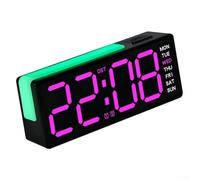 Startbuymore Horloge de bureau LED avec grand écran clair, double alarme, lumière ambiante, affichage de la température et de la date (D)