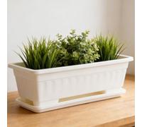 Startbuymore Jardinière rectangulaire à arrosage automatique avec plateau de drainage et système pour légumes, jardinières de fenêtre, jardin d'herbes aromatiques d'intérieur, 35,8 x 13,8 x 14,2 cm