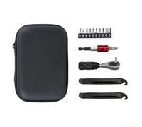 Startbuymore Kit de réparation multifonction avec clé à cliquet et tournevis, boîte compacte avec démonte-pneus, en alliage d'aluminium, portable pour cyclistes, navetteurs, entretien de vélo à