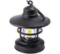 Startbuymore Lanterne solaire de camping à DEL vintage à intensité variable avec lumière COB rechargeable solaire de type C, compatible avec batterie externe, étanche, noir et vert, pour tente, sac à