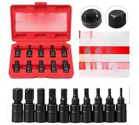 Startbuymore Lot de 10 douilles hexagonales gravées avec précision de 9,5 mm en alliage d'acier robuste pour une utilisation à long terme dans les réparations mécaniques