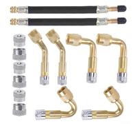 Startbuymore Lot de 14 adaptateurs de valve pour vélo, outils de gonflage coudés pour voitures, motos, camions, camping-cars et remorques avec rallonges de 45 degrés flexibles