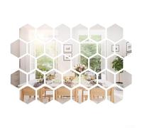 Startbuymore Lot de 32 panneaux muraux hexagonaux en acrylique avec dos autocollant, pour décoration murale à faire soi-même sur des surfaces lisses comme les murs, les portes, et (argenté)