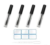 Startbuymore Lot de 4 tubes de mascara vides de 10 ml avec pinceaux et étiquettes pour composer et distribuer des cosmétiques liquides