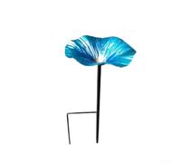 Startbuymore Mangeoire à oiseaux et baignoire avec plateau en fleurs naturelles construit en fer protégé pour plus de durabilité du jardin (bleu)