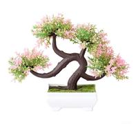 Startbuymore Mini plante artificielle en pin style bonsaï pour la maison, un mariage, une table, une photographie, un accent vert naturel, léger (rose)
