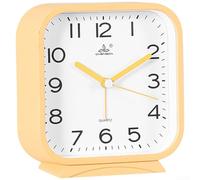 Startbuymore Petit réveil de bureau pour dortoir ou bureau, mouvement à quartz pour une heure précise et un mouvement fluide des secondes (jaune)