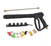 Startbuymore Pistolet de nettoyeur haute pression industriel pour unités de 400 bar, composants en acier inoxydable et laiton, 5 buses et rallonges réglables