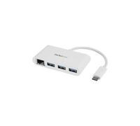 StarTech 3-Port USB 3.0 Hub Plus Gigabit Ethernet - Usb-C - Blanc HB30C3A1GEA