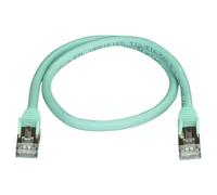 Startech 50cm CAT6A Ethernet Cable, 10 Gigabit Shielded Snagless RJ45 100W PoE Patch Cord, CAT 6A 10GbE STP Network Cable w/Strain Relief, Aqua, UL Certified Wiring/TIA - Category 6A - 26AWG (6ASPAT50