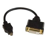 StarTech Adaptateur Micro HDMI vers DVI 20cm, M/F (HDDDVIMF8IN) | DVI-D Single Link, Type-D vers Écrans Projecteurs DVI-D, Résistant, Plaqué or, Blindage Al-Mylar