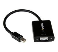StarTech Adaptateur Mini DisplayPort vers VGA, 1080p, Noir (MDP2VGA2) | Convertisseur actif mDP vers VGA, 1920 x 1200, Dongle mDP 1.2, Mac/PC vers écran/projecteur