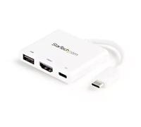 StarTech.com Adaptateur multiport USB-C vers HDMI 4K avec USB Power Delivery et port USB-A - Blanc