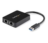 StarTech Adaptateur USB 3.0 vers Gigabit Ethernet Double Port (USB32000SPT) | Carte réseau NIC, LAN, 10/100/1000, Chipset ASIX, Auto MDIX, Alimentation par bus