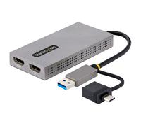 StarTech.com Adaptateur USB vers Double HDMI - USB A/C vers 2 Écrans HDMI (1x 4K30Hz, 1x 1080p) - Dongle Intégré USB-A vers C, Câble de 11cm - Adaptateur USB 3.0 vers HDMI - Convertisseur USB HDMI, Windows/MacOS