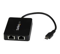 StarTech Adaptateur USB-C vers Double Gigabit Ethernet, avec Port USB 3.0 | Type-A, Adaptateur reseau, ASIX AX88179A, WoL, VLAN, MDIX auto, TB3, TB4, MacOS