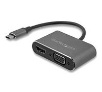 StarTech Adaptateur multiport AV USB-C CDP2HDVGA – HDMI 4K 30 Hz & VGA, câble intégré, gris sidéral