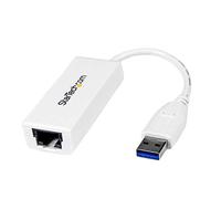 StarTech Adaptateur USB vers Ethernet, USB vers RJ45, Blanc (USB31000SW) | Carte réseau NIC, 10/100/1000, Chipset ASIX, MacBook, Alimentation par bus