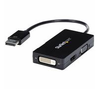 StarTech Adaptateur Voyage 3-en-1 DisplayPort vers HDMI 4K 30Hz, VGA/DVI | Convertisseur multiport, DP vers HDMI/VGA/DVI, 1080p, Audio 7.1, Plug-and-play, Noir