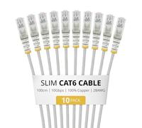 StarTech Câble CAT6 Gris Fin de 1m, Lot de 10, Connecteur RJ45 Anti-Accrochage, LSZH, Cuivre Nu pur 28 AWG, Câble/Cordon Réseau Fin