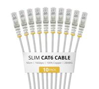 StarTech Câble CAT6 Gris Fin de 50cm, Lot de 10, Connecteur RJ45 Anti-Accrochage, LSZH, Cuivre Nu pur 28 AWG, Câble/Cordon Réseau Fin