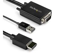 StarTech Câble Convertisseur VGA vers HDMI 2m, Audio USB (VGA2HDMM2M) | Alimenté par USB, Analogique vers numérique, Mâle vers mâle, 1080p, Plug and play