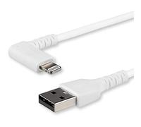 StarTech Câble coude 90 USB-A vers Lightning 2m, Blanc, MFi (RUSBLTMM2MWR) | Connecteur angle droit, Fibre aramide robuste, Gaine TPE, Certifie Apple MFi