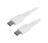 StarTech Câble de Chargement USB-C 1m - Cordon de Chargement USB 2.0 Type C vers USB-C pour PC Portable - Gaine TPE Fibre Aramide M/M 60W Blanc - Samsung S10 S20 iPad Pro MS Surface (RUSB2CC1MW) - Câb