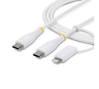 StarTech Câble de Recharge USB-C Robuste 2 en 1 de 1m avec Adaptateur Lightning,