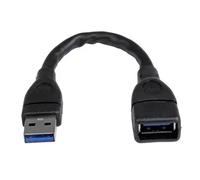 StarTech.com Câble d'extension USB 3.0 de 15cm - Rallonge USB A vers A - M/F - Noir