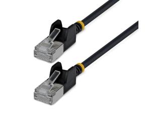 StarTech Câble Ethernet Cat6A ultra fin de 0,3 m, noir, sans accroc, FTP, fil de cuivre nu, cordon de raccordement réseau RJ45 fin 34 AWG