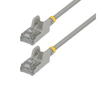 StarTech Câble Ethernet Cat6A ultra fin de 1,5 m, anti-accroc, FTP, fil de cuivre pur nu, cordon de raccordement réseau RJ45 fin 34 AWG, gris