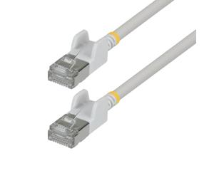 StarTech Câble Ethernet Cat6A ultra fin de 2,1 m sans accroc FTP - Fil de cuivre pur nu - Cordon de raccordement réseau RJ45 fin 34 AWG - Blanc