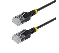 StarTech Câble Ethernet CAT6a Ultrafin Noir de 50cm, Sans Accroc, FTP, Fil de Cuivre Nu Pur, Cordon Patch Réseau RJ45 fin 34AWG, Testé par Fluke Channel
