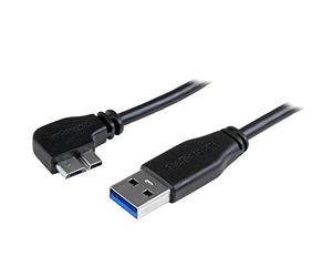 StarTech Câble USB 5Gbps 2m - USB-A vers Micro-B Gauche, M/M (USB3AU2MLS) | Câble slim, Accès aux espaces réduits, Charge et synchro sans retirer l'étui de protection
