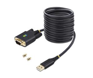 StarTech Câble USB vers Série 3m, FTDI, DB9 RS232 (1P10FFC-USB-SERIAL) | Adaptateur USB-A, Retention COM, Voyants LED, Vis et ecrous DB9 interchangeables