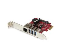 ST PEXUSB3S3GE - Carte PCIe, 3 ports USB 3.0, profil bas en option, avec GbE