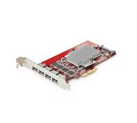 StarTech Carte PCIe 3.0 x4 – USB‑A 4 ports 10 Gbps – 4 contrôleurs USB 3.2 – TAA, profil bas rouge