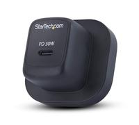 StarTech Chargeur mural USB-C 30 W, noir, GaN 5 V/9 V/15/20 V PD | Chargeur portable GaN avec alimentation USB Charge rapide, chargeur mural 103 UB