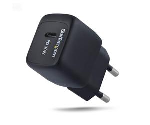 StarTech Chargeur Mural USB-C 30W, Chargeur Portable GaN avec Recharge Rapide USB Power Delivery, GaN 5 V/9 V/15 V/20 V PD, Chargeur USB-C, Noir