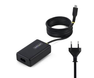 StarTech Chargeur USB-C 65W PC Portable, Câble 1,5m, HP ProBook, Dell XPS | Bloc d'alimentation, MacBook Pro, Microsoft Surface Pro, USB-C PD 3.0, Cordon secteur 1, 8m