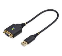 StarTech.com 1ft/30cm USB to Null Modem Serial Adapter Cable, FTDI, RS232 - Câble USB / série - USB (M) pour DB-9 (F) vissable - 30 cm - robuste, moulé - noir
