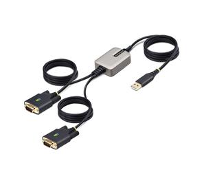 StarTech.com 2P6FFC-USB-SERIAL changeur de genre de câble USB-A 2 x DB-9 RS-232 Noir, Gris